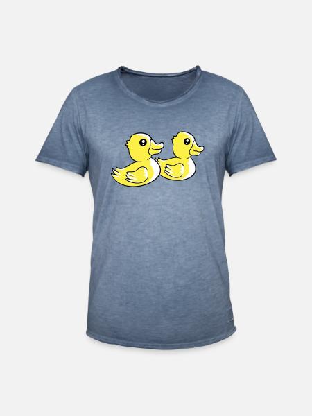 2 ænder svømmevand par to venner hold - Herre vintage T-shirt - vintage-denim