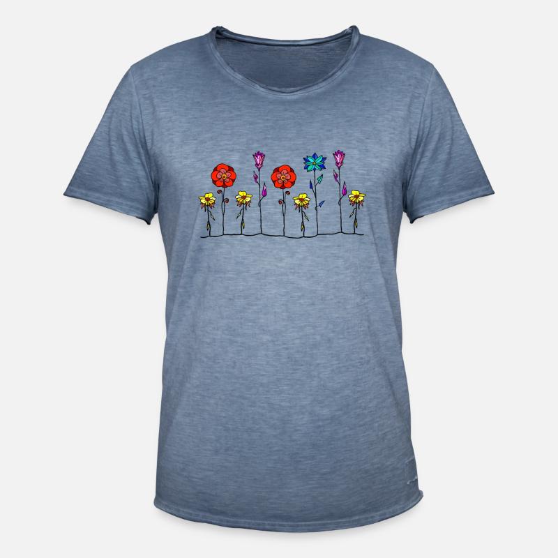 Blumen - Männer Vintage T-Shirt - Vintage Denim