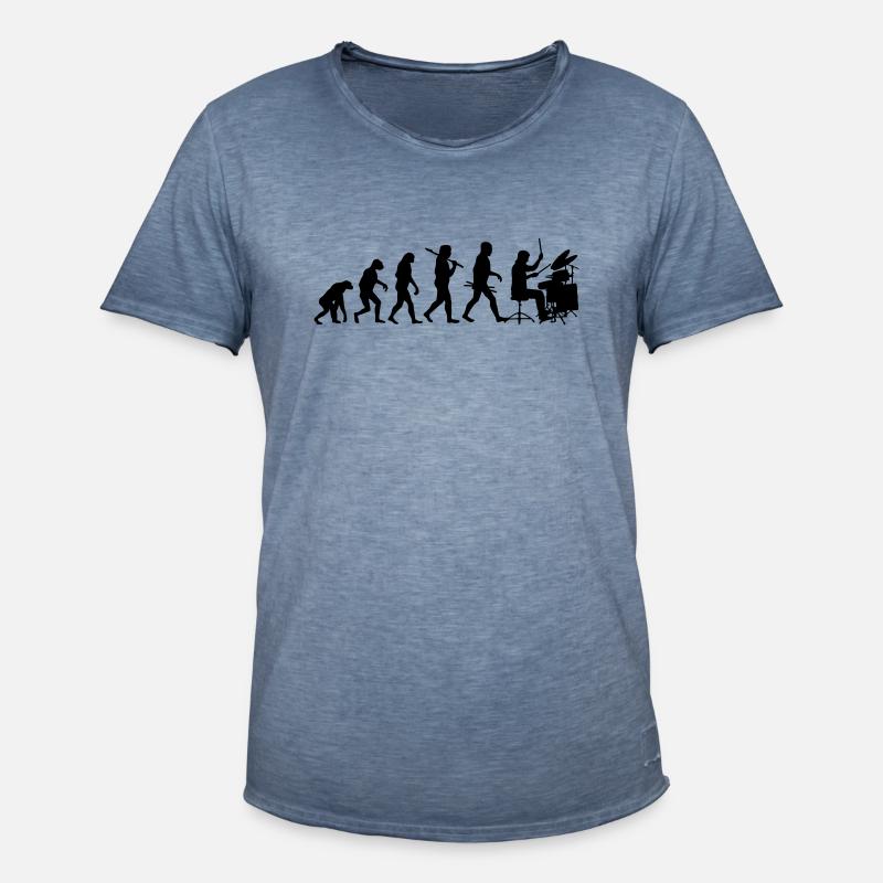 Schlagzeug Evolution Percussion Evolution - Männer Vintage T-Shirt - Vintage Denim
