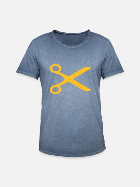 Barber scissors - Men's Vintage T-Shirt - vintage denim