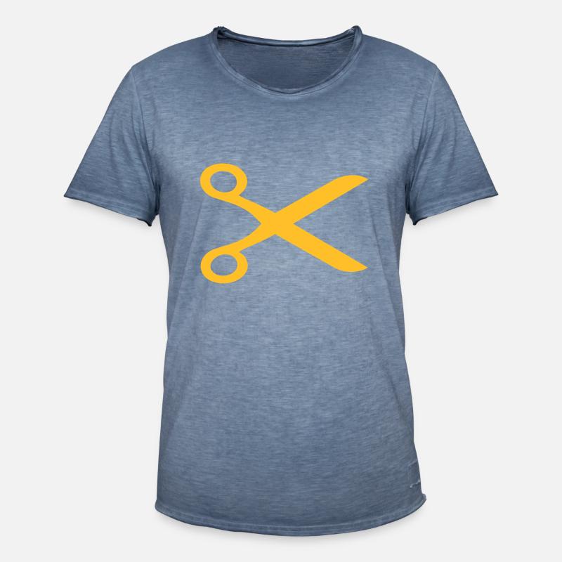 Friseur Schere - Männer Vintage T-Shirt - Vintage Denim