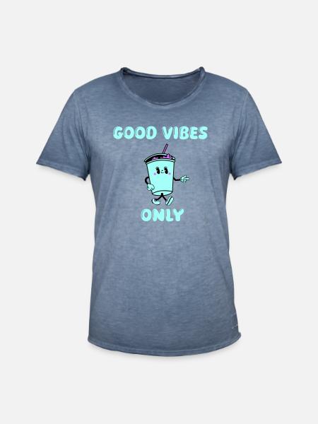 drink cartoon vibes - Männer Vintage T-Shirt - Vintage Denim