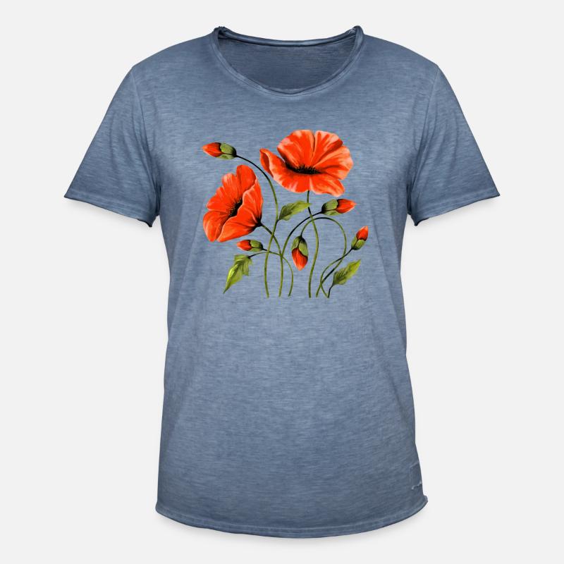 Blumen - Männer Vintage T-Shirt - Vintage Denim
