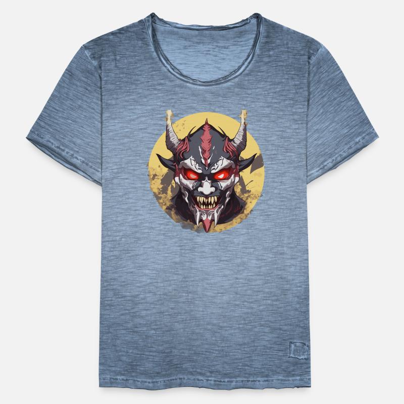 Dämonischer Samurai Männer Vintage T-Shirt