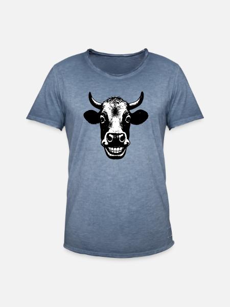 Grinning Cow - Men's Vintage T-Shirt - vintage denim