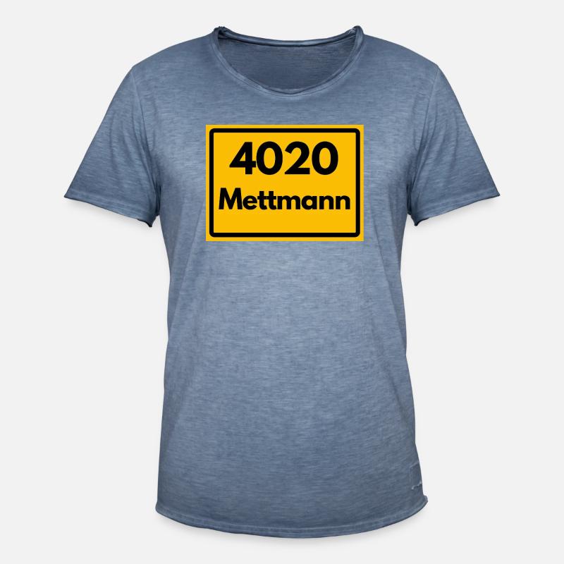 OLD POSTCODE POSTCODE RETRO 4020 METTMANN - Men's Vintage T-Shirt - vintage denim