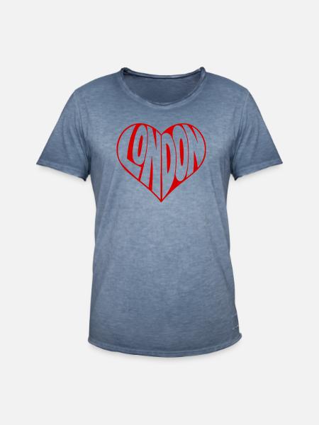 London Heart Typo - Men's Vintage T-Shirt - vintage denim