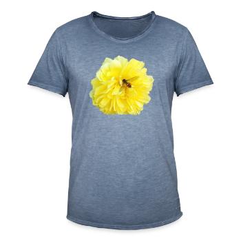 Yellow_Rose_-_Bee_Nature_Photography - Männer Vintage T-Shirt - Vintage Denim - Vorne - Jose (178cm)
