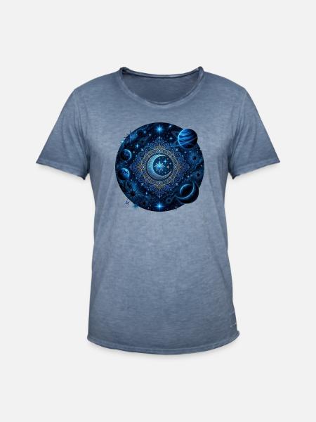 Space Planets Galaxies Stars Moons - Men's Vintage T-Shirt - vintage denim
