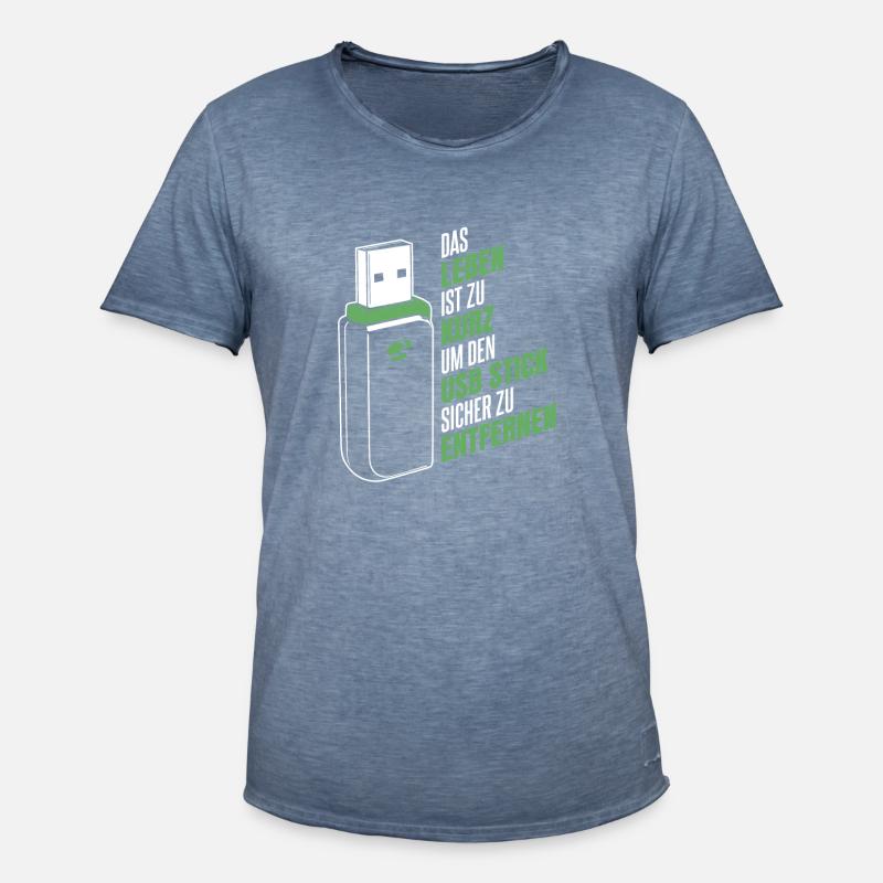 Entwickler Coder Programmierer USB - Männer Vintage T-Shirt - Vintage Denim