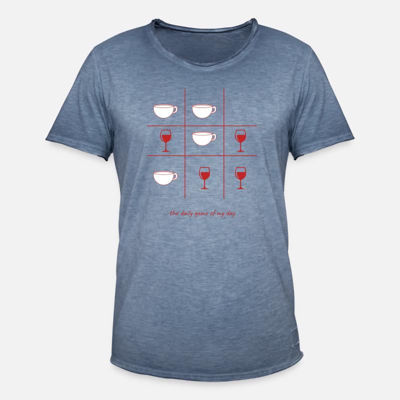 Kaffee oder Wein englisch - Männer Vintage T-Shirt - Vintage Denim