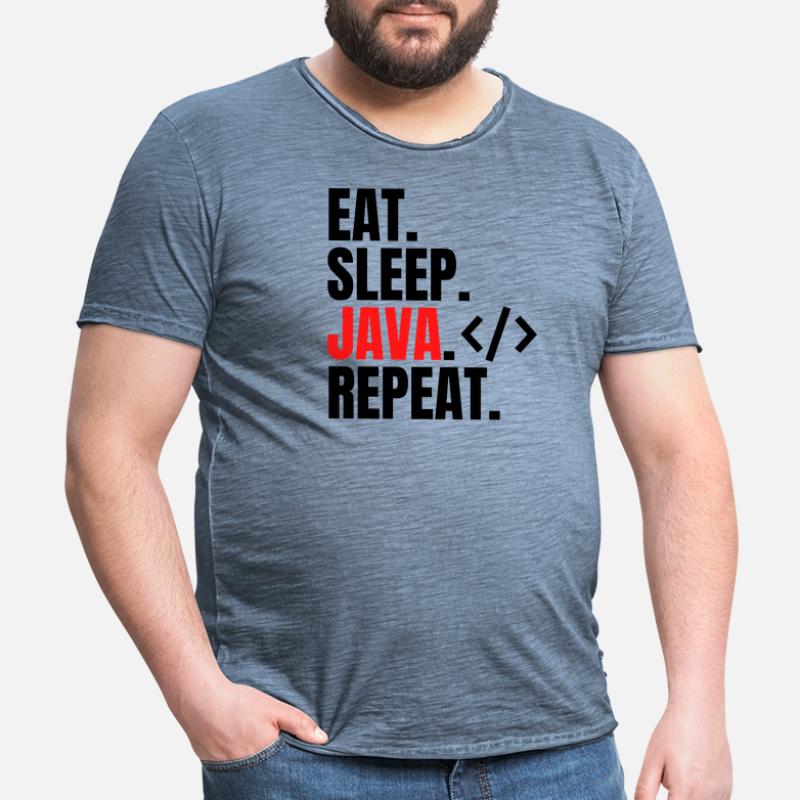 manger dormir java répéter T-shirt vintage Homme