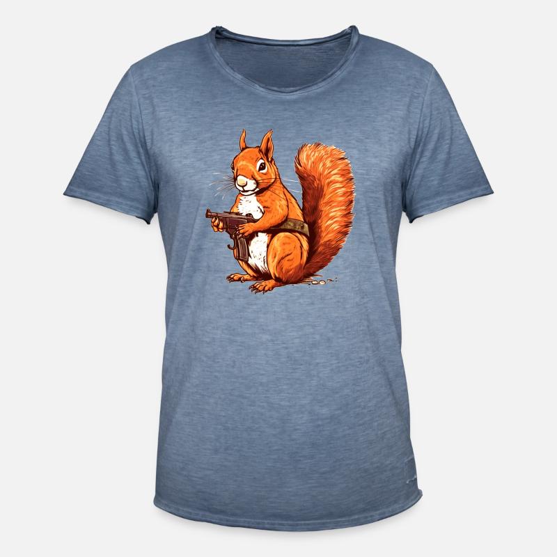 Wehrhaftes Eichhörnchen bewaffnet als Actionheld - Männer Vintage T-Shirt - Vintage Denim
