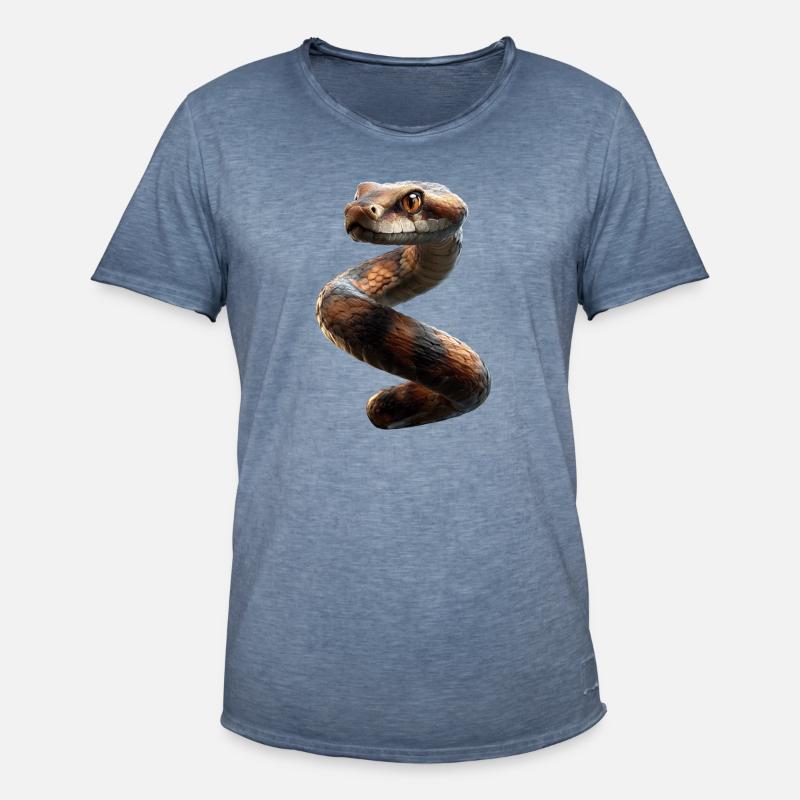 snake, python, cobra, rattlesnake, snakes - Men's Vintage T-Shirt - vintage denim