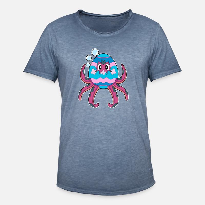 Octopus Easter Easter Egg - Men's Vintage T-Shirt - vintage denim