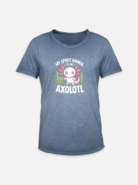 Axolotl Geisttier-Tee - Männer Vintage T-Shirt - Vintage Denim