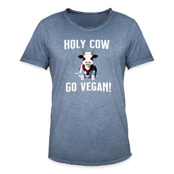 Vache sacrée - vache douce - T-shirt vintage Homme - vintage bleu jeans - Devant - Jose (178cm)