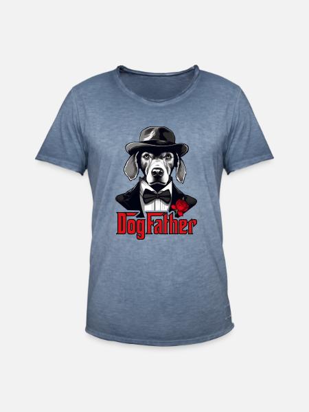 Dog Father, Mafia, Don - Männer Vintage T-Shirt - Vintage Denim