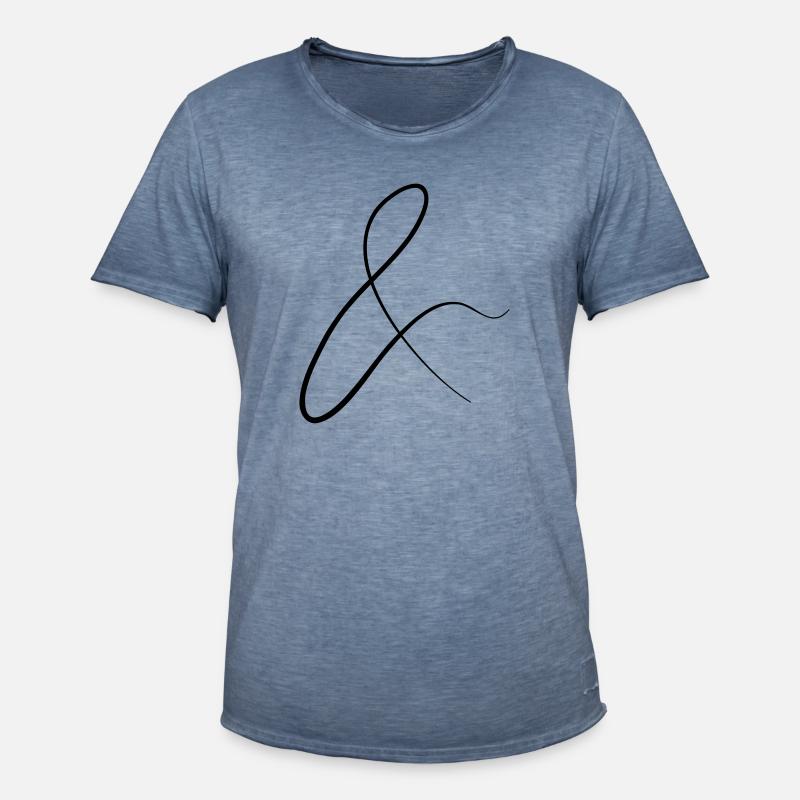 and characters in cursive script - Men's Vintage T-Shirt - vintage denim
