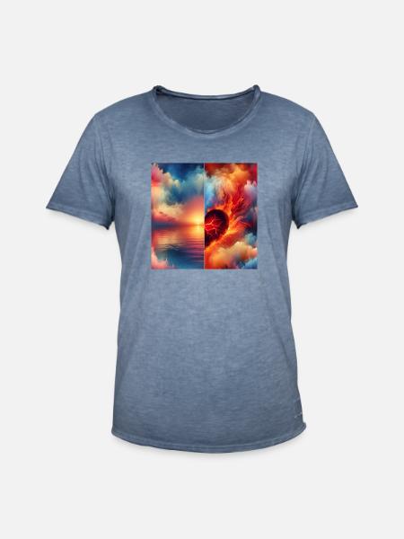 PeacefulMindFierceHeart - Männer Vintage T-Shirt - Vintage Denim