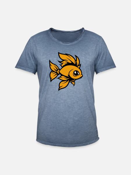 Goldfish Fish Comic - Men's Vintage T-Shirt - vintage denim