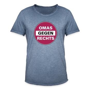 Omas gegen Rechts Schild - Männer Vintage T-Shirt - Vintage Denim - Vorne - Jose (178cm)