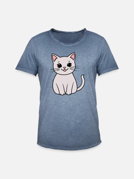 gray kitten - Men's Vintage T-Shirt - vintage denim