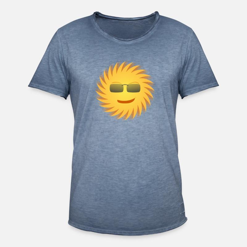 Sonne mit Sonnenbrille. Geschenkidee - Männer Vintage T-Shirt - Vintage Denim