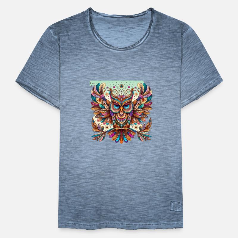 Muster Eule Männer Vintage T-Shirt