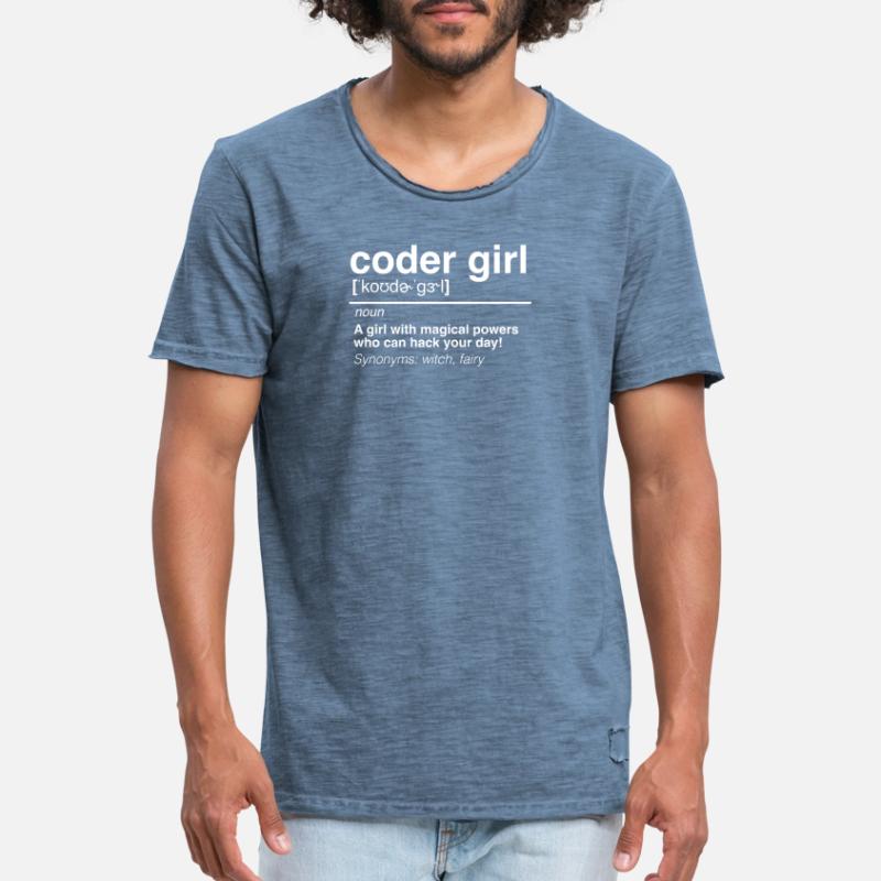 Coder Girl Software Developer Engineer Gift Men's Vintage T-Shirt