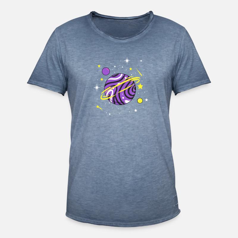 Nonbinary Space Planet Nonbinary Pride - Männer Vintage T-Shirt - Vintage Denim