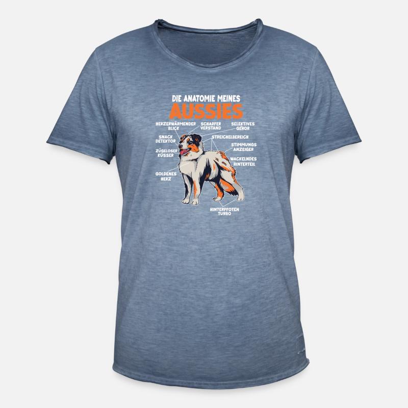 Australian Shepherd Aussie Anatomie Aussie - Männer Vintage T-Shirt - Vintage Denim