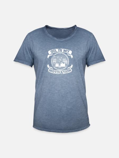 Ölfeld Bohrinsel - Männer Vintage T-Shirt - Vintage Denim