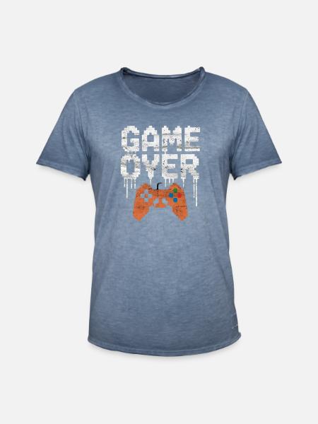 Junggesellenabschied: Game-Over Design - Männer Vintage T-Shirt - Vintage Denim