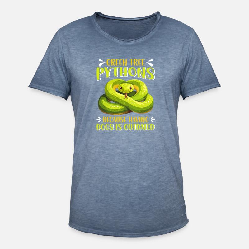 Green Tree Python - Männer Vintage T-Shirt - Vintage Denim