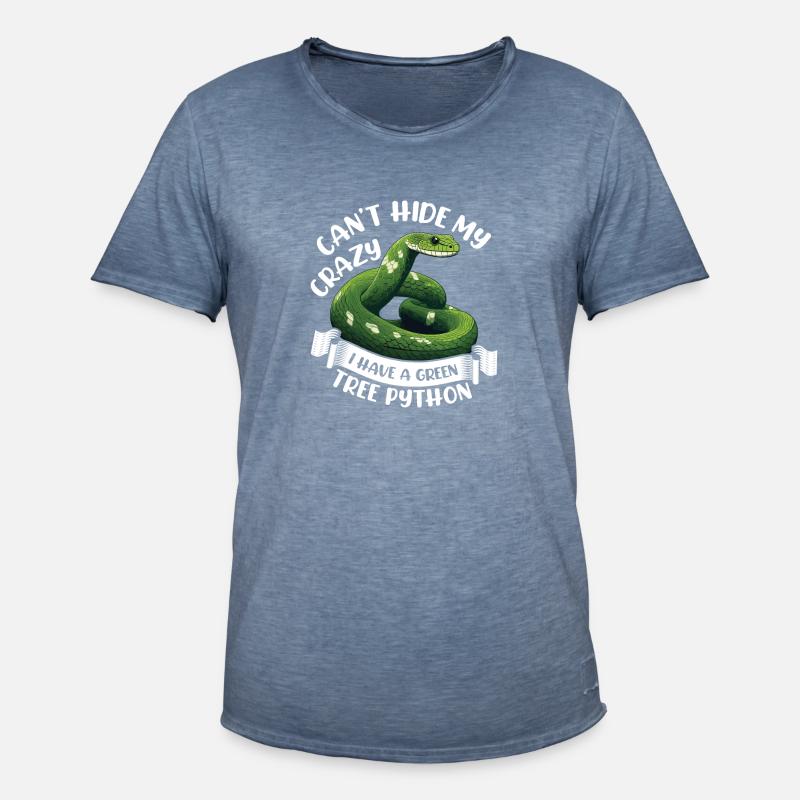 Green Tree Python - Männer Vintage T-Shirt - Vintage Denim