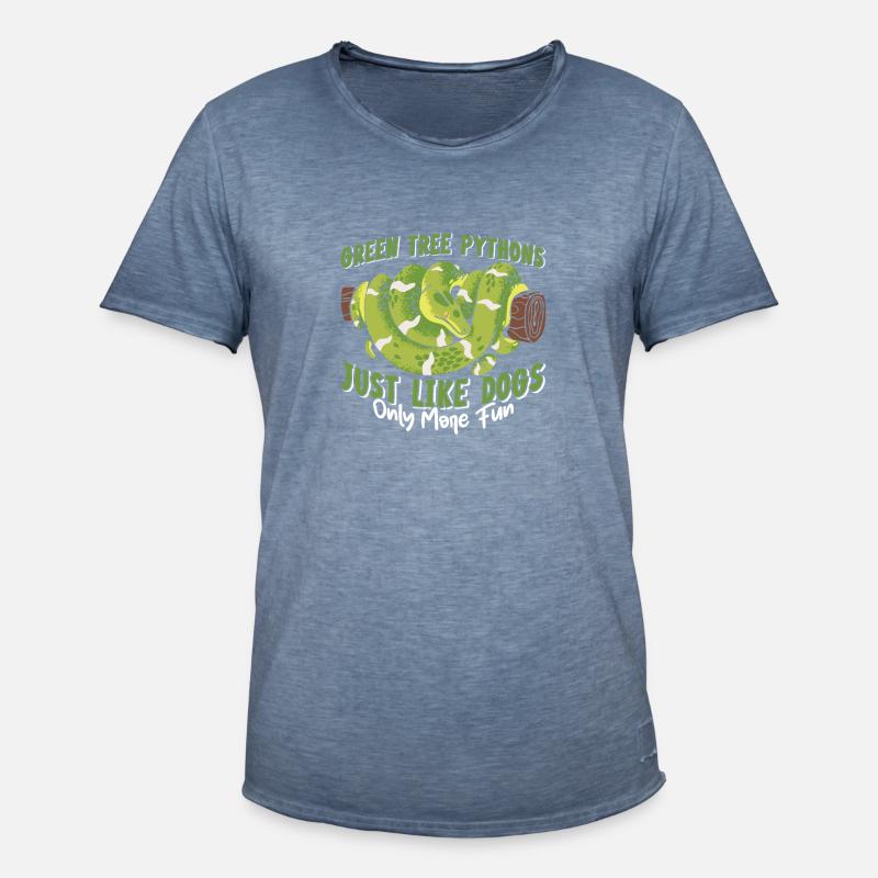 Green Tree Python - Men's Vintage T-Shirt - vintage denim