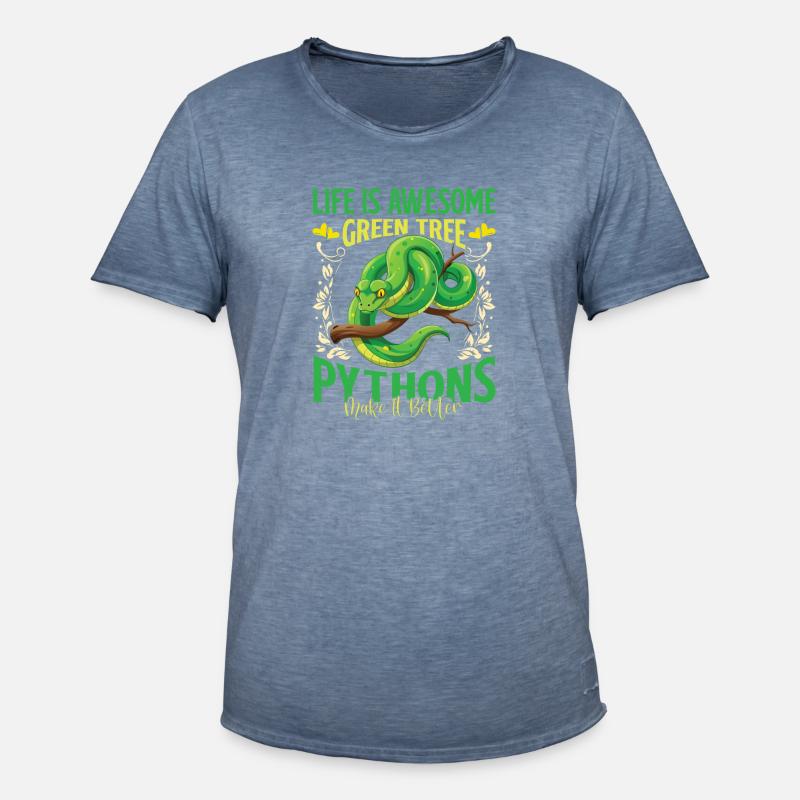 Grønt træ Python - Herre vintage T-shirt - vintage-denim