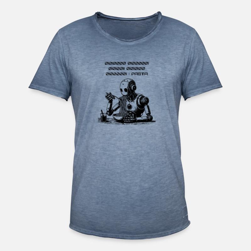 Binary Pasta Code Robot - Men's Vintage T-Shirt - vintage denim