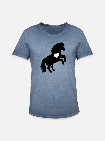 HORSE 8 HEART - Men's Vintage T-Shirt - vintage denim