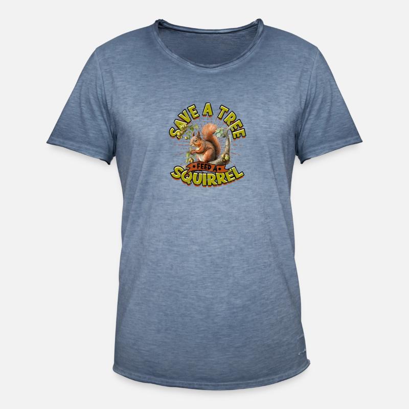 Baum retten, Eichhörnchen füttern - Eichhörnchen - Männer Vintage T-Shirt - Vintage Denim