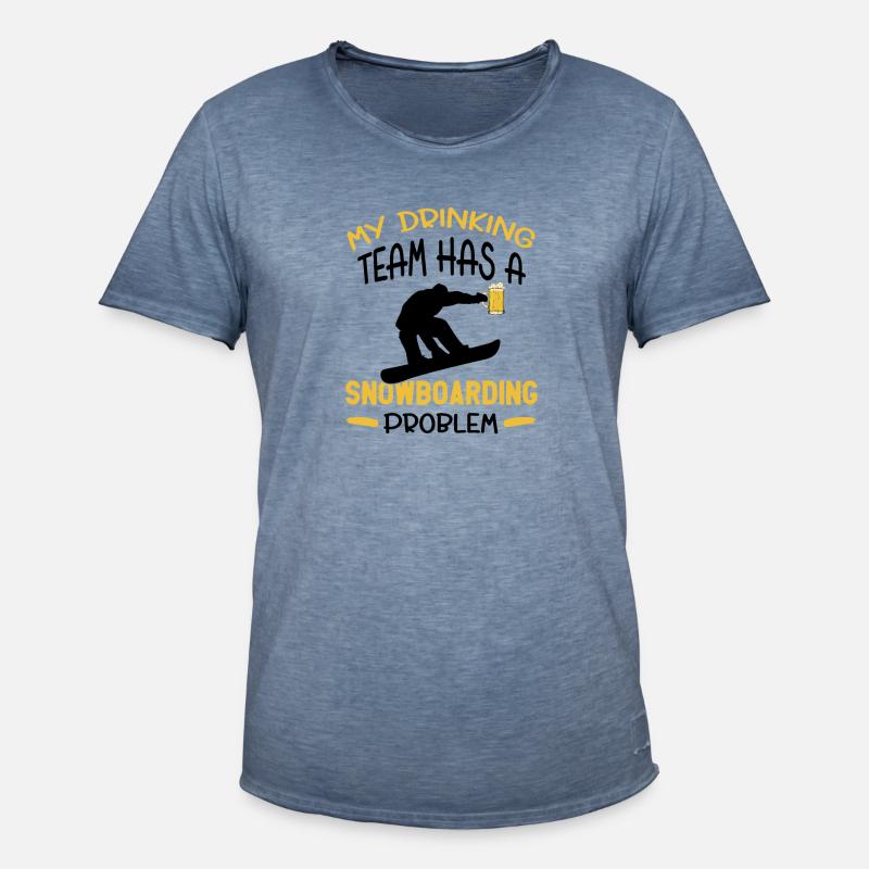 Mein Trinker-Team hat ein Snowboarding-Problem - Männer Vintage T-Shirt - Vintage Denim