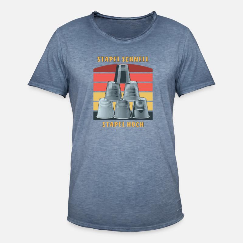 STACKING STACK FAST STACK UP - Men's Vintage T-Shirt - vintage denim