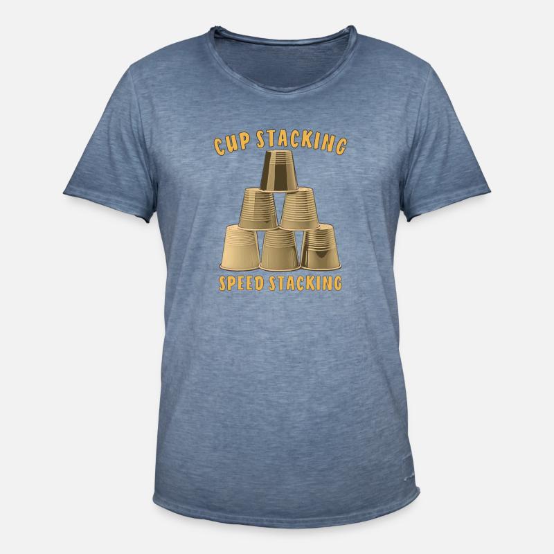 CUP STACKING SPEED STACKING - Men's Vintage T-Shirt - vintage denim