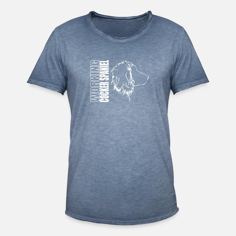 WORKING COCKER SPANIEL Profilo Cani Cane Wilsigns - Maglietta vintage da uomo - vintage denim