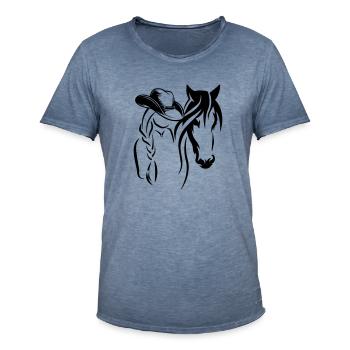 Westerngirl - Men's Vintage T-Shirt - vintage denim - Front
