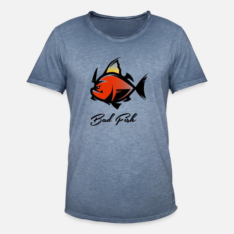 Bad Fish Comic style - Männer Vintage T-Shirt - Vintage Denim