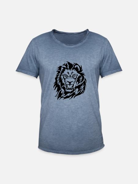Angry Lion - Men's Vintage T-Shirt - vintage denim