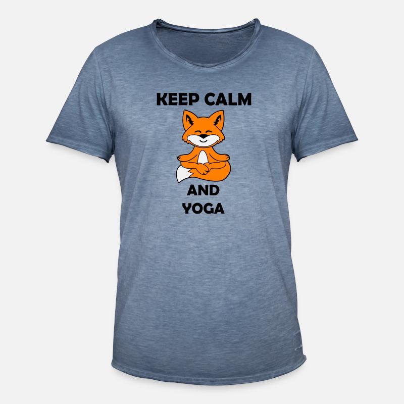 yoga fuchs keep calm - Männer Vintage T-Shirt - Vintage Denim