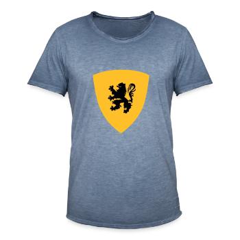 The Lion of Flanders - Flemish shield - Flemish - Men's Vintage T-Shirt - vintage denim - Front - Jose (178cm)